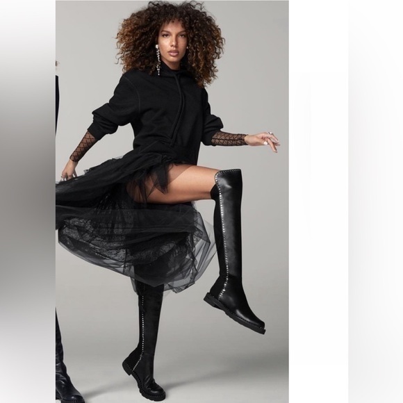 Stuart Weitzman Shoes - Stuart Weitzman Boots 5050 Studded Over The Knee in Black Leather